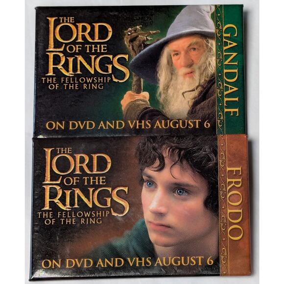 Lord of the Rings Pins Buttons Badges 2 Fellowship Of The Ring Frodo Gandalf Vtg - Picture 1 of 2